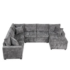 Canapé d'angle convertible – Pouf de rangement, 3 oreillers et station de charge intégrée