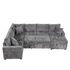 Canapé d'angle convertible – Pouf de rangement, 3 oreillers et station de charge intégrée
