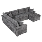 Canapé d'angle convertible – Pouf de rangement, 3 oreillers et station de charge intégrée