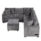Canapé d'angle convertible – Pouf de rangement, 3 oreillers et station de charge intégrée