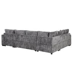 Canapé d'angle convertible – Pouf de rangement, 3 oreillers et station de charge intégrée