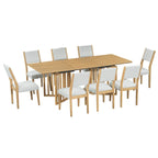 Table de salle à manger de ferme 9 pièces avec 2 rallonges amovibles et 8 chaises de salle à manger