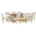 Table de salle à manger de ferme 9 pièces avec 2 rallonges amovibles et 8 chaises de salle à manger