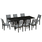 Table de salle à manger de ferme 9 pièces avec 2 rallonges amovibles et 8 chaises de salle à manger
