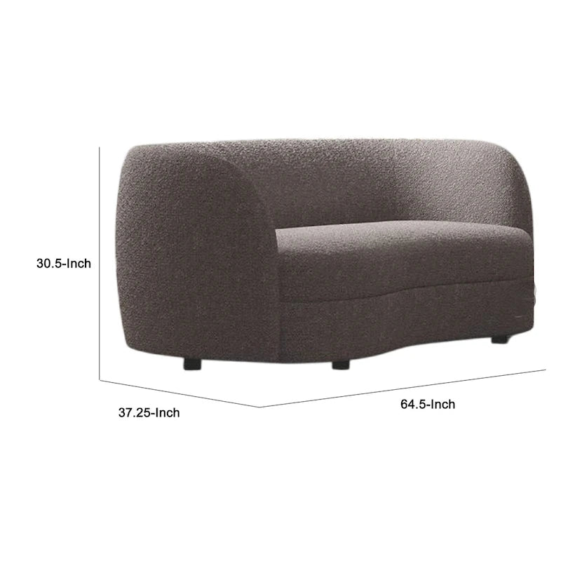 Causeuse incurvée en forme de rein – Boucle gris anthracite, ressorts ensachés, 64,5 po de large