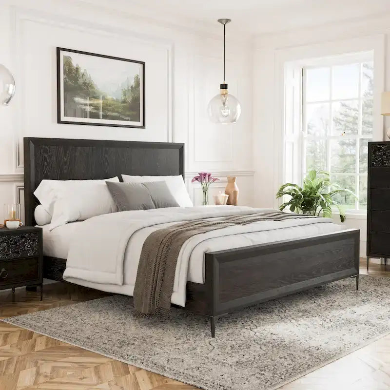 Lit plateforme Fable de Furniture of America en bois massif – Lignes épurées, élégance pour la chambre