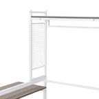 Lit de repos en métal avec bureau mobile, étagères et penderie