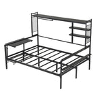 Lit de repos en métal avec bureau mobile, étagères et penderie