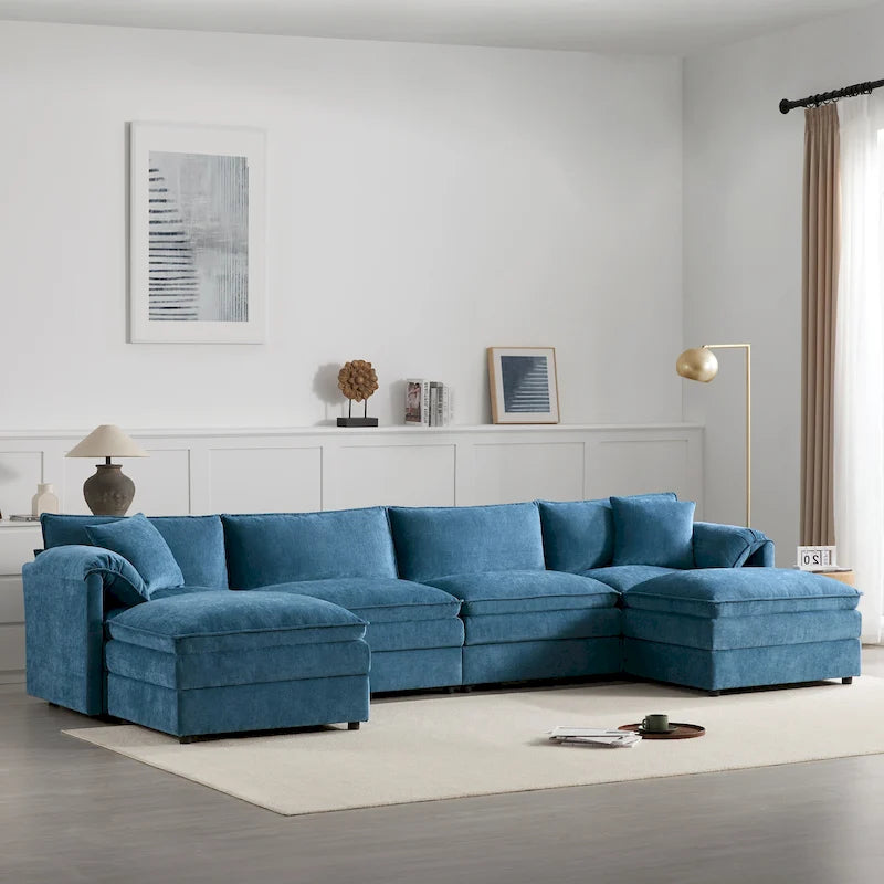 Canapé d'angle modulaire en chenille, ensemble de canapés capitonnés en forme de U