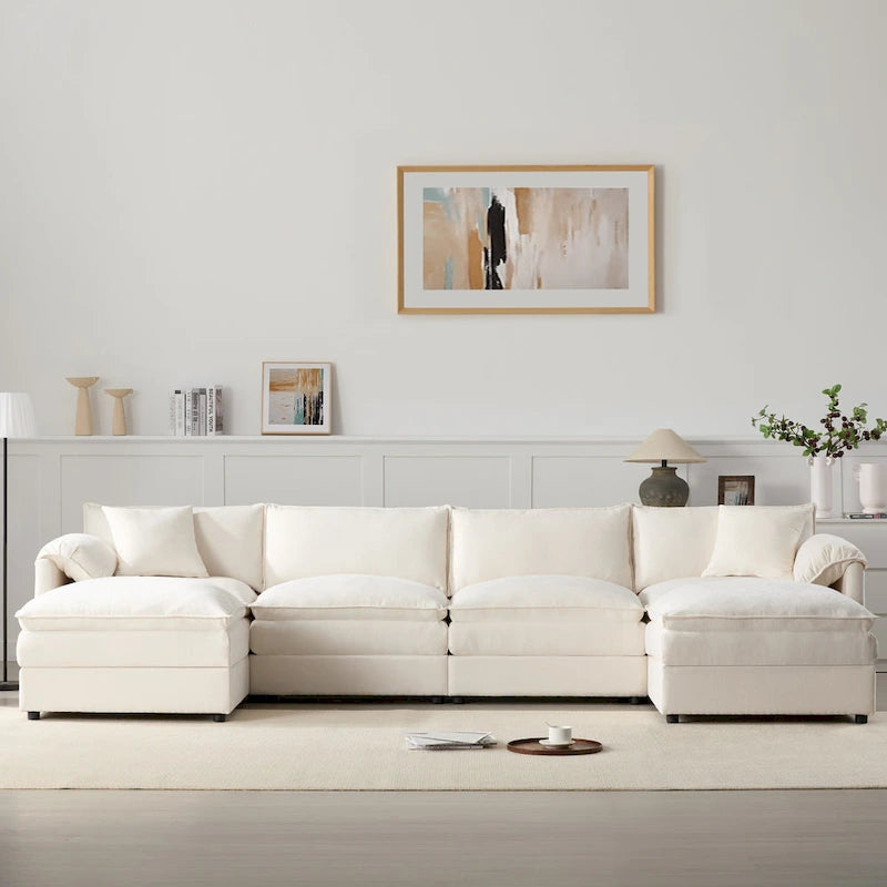 Canapé d'angle modulaire en chenille, ensemble de canapés capitonnés en forme de U
