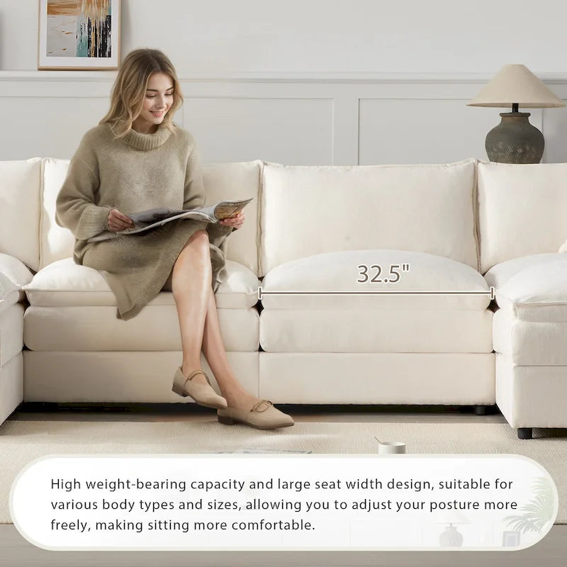 Canapé d'angle modulaire en chenille, ensemble de canapés capitonnés en forme de U