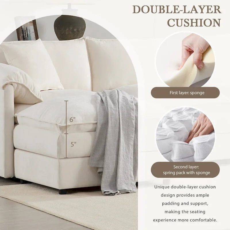Canapé d'angle modulaire en chenille, ensemble de canapés capitonnés en forme de U