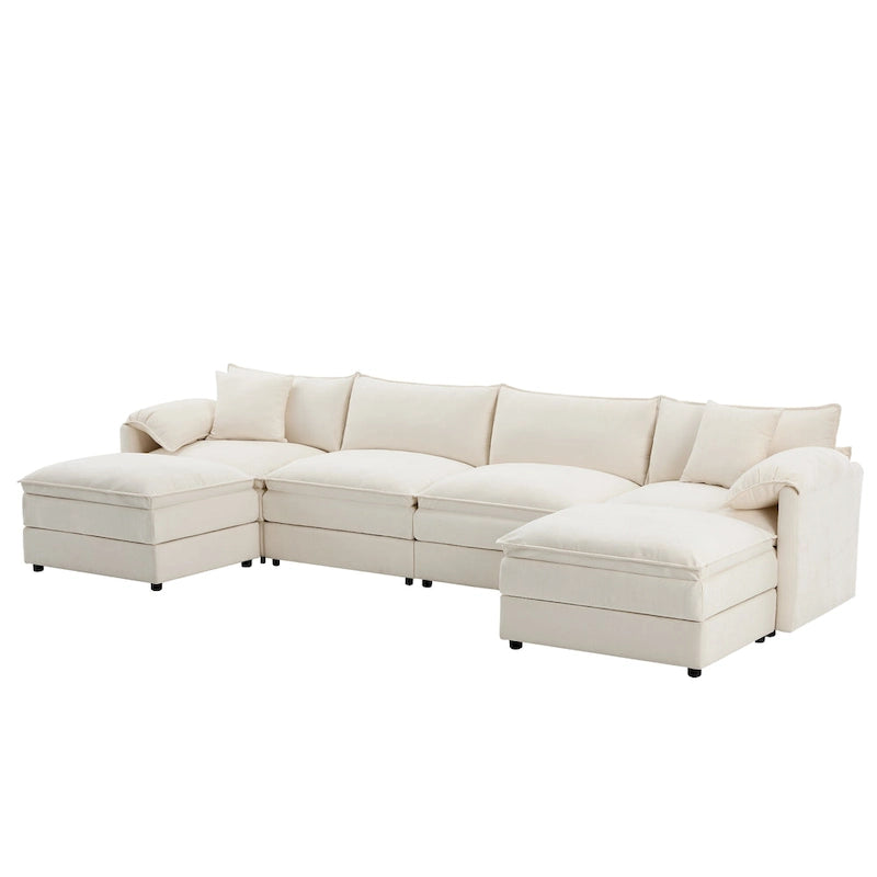 Canapé d'angle modulaire en chenille, ensemble de canapés capitonnés en forme de U