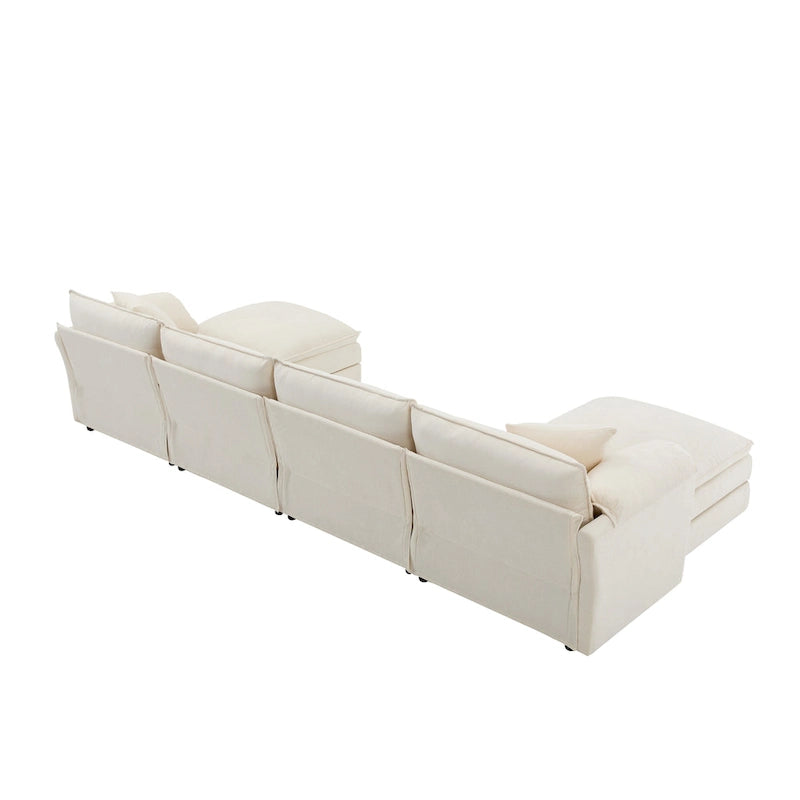 Canapé d'angle modulaire en chenille, ensemble de canapés capitonnés en forme de U
