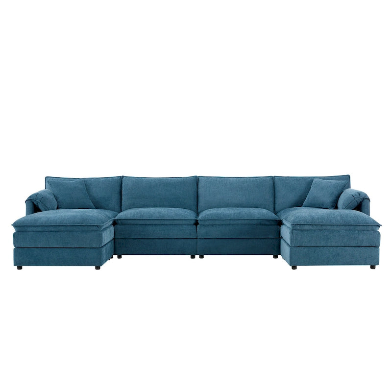 Canapé d'angle modulaire en chenille, ensemble de canapés capitonnés en forme de U