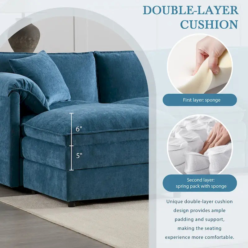 Canapé d'angle modulaire en chenille, ensemble de canapés capitonnés en forme de U