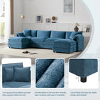 Canapé d'angle modulaire en chenille, ensemble de canapés capitonnés en forme de U