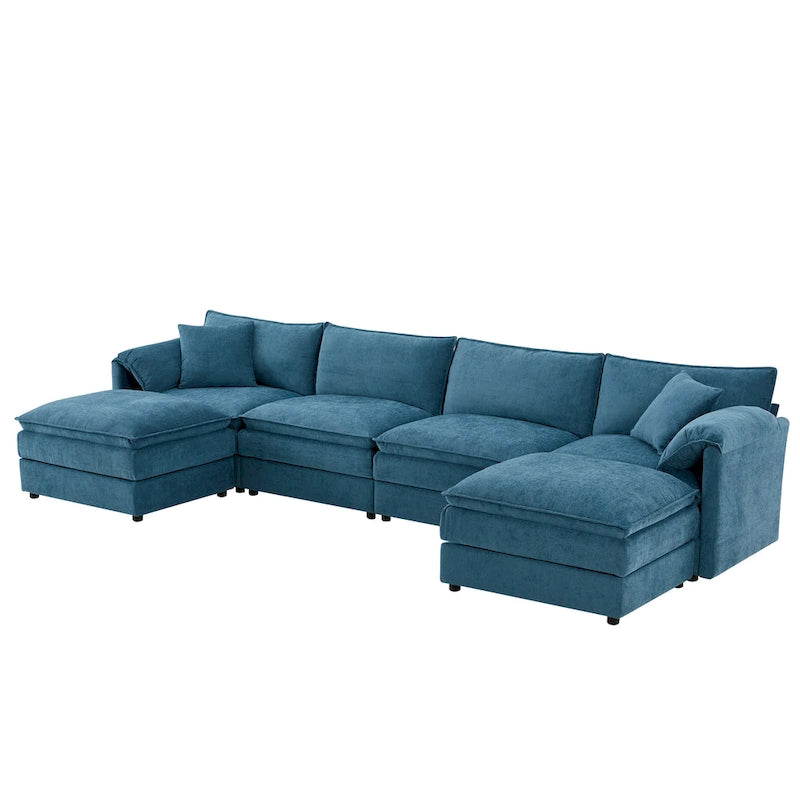 Canapé d'angle modulaire en chenille, ensemble de canapés capitonnés en forme de U