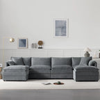 Canapé d'angle modulaire en chenille, ensemble de canapés capitonnés en forme de U