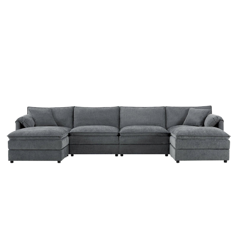 Canapé d'angle modulaire en chenille, ensemble de canapés capitonnés en forme de U