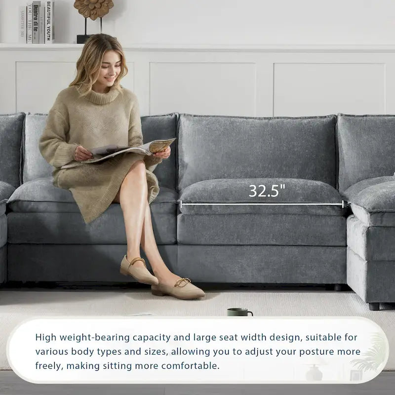 Canapé d'angle modulaire en chenille, ensemble de canapés capitonnés en forme de U