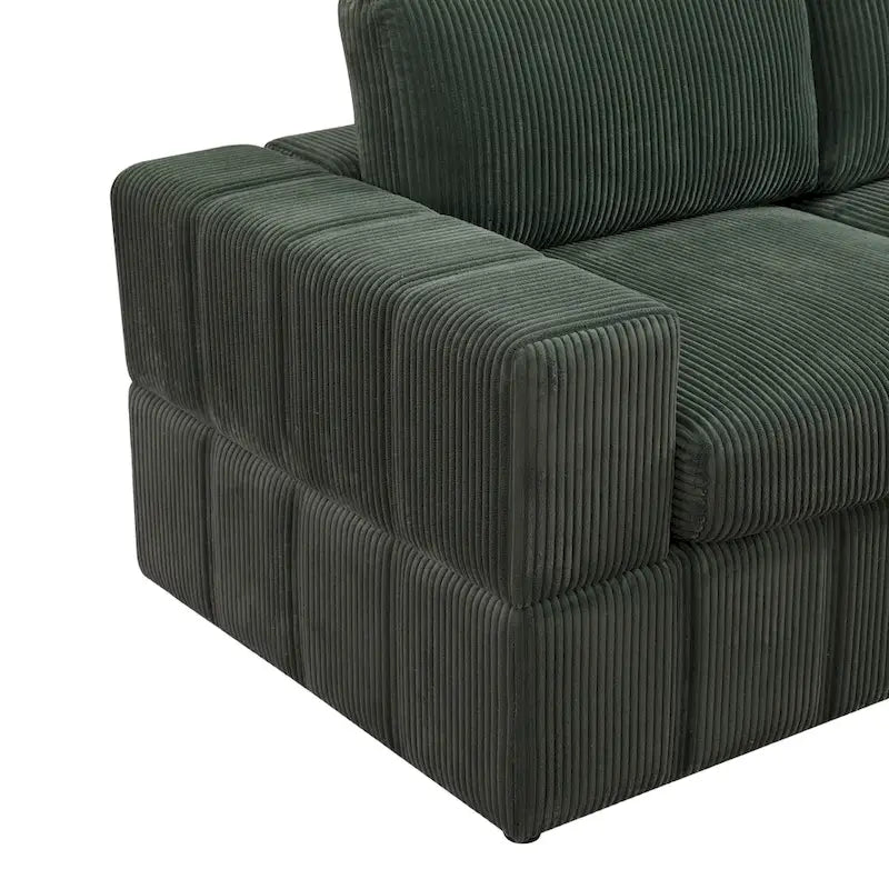Grand canapé d'angle modulaire réversible 7 pièces de 330 cm de large avec ottomane