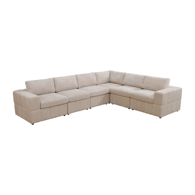 Grand canapé d'angle modulaire réversible 7 pièces de 330 cm de large avec ottomane