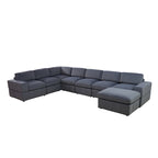 Grand canapé d'angle modulaire réversible 7 pièces de 330 cm de large avec ottomane