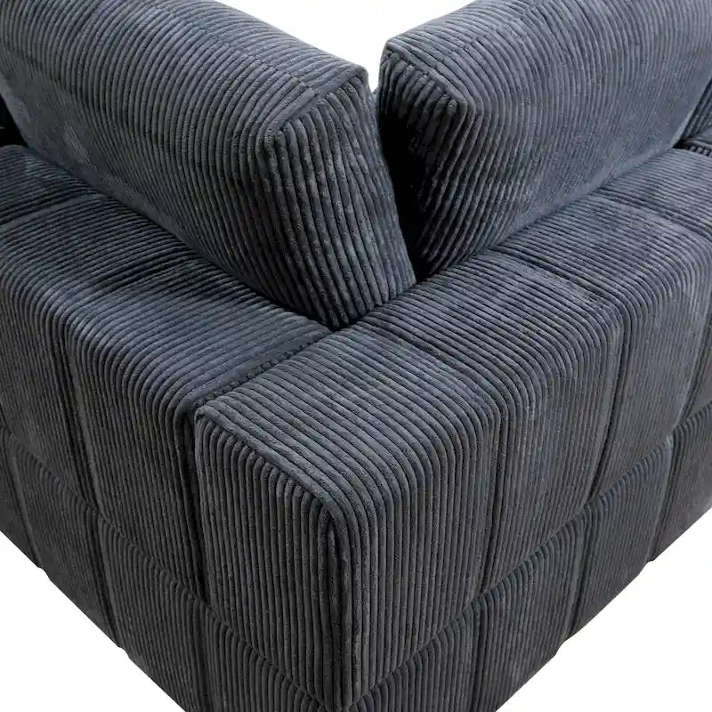 Grand canapé d'angle modulaire réversible 7 pièces de 330 cm de large avec ottomane