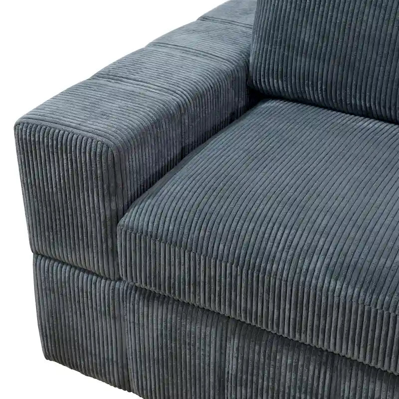 Grand canapé d'angle modulaire réversible 7 pièces de 330 cm de large avec ottomane