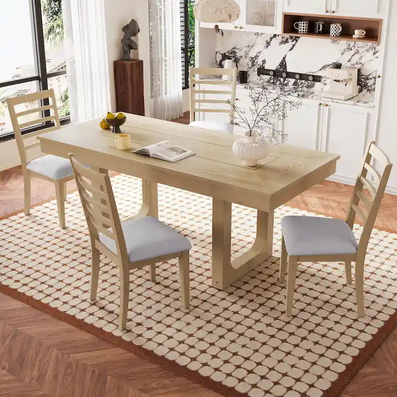 Ensemble de salle à manger extensible 5 pièces, table de ferme extensible avec rallonge de 45,7 cm