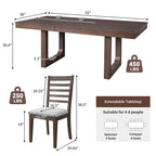 Ensemble de salle à manger extensible 5 pièces, table de ferme extensible avec rallonge de 45,7 cm