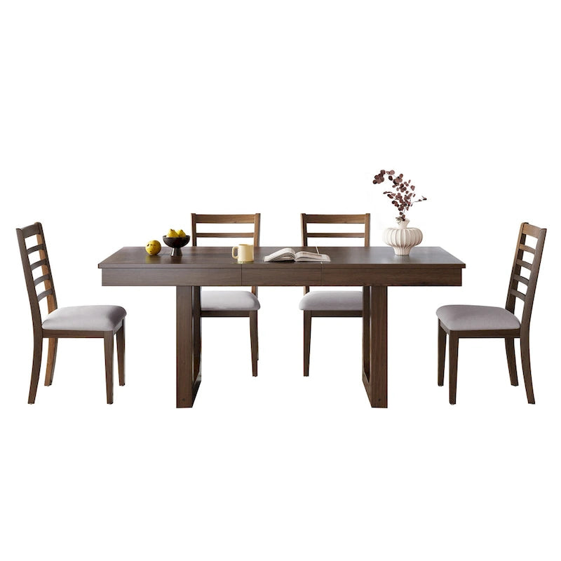 Ensemble de salle à manger extensible 5 pièces, table de ferme extensible avec rallonge de 45,7 cm