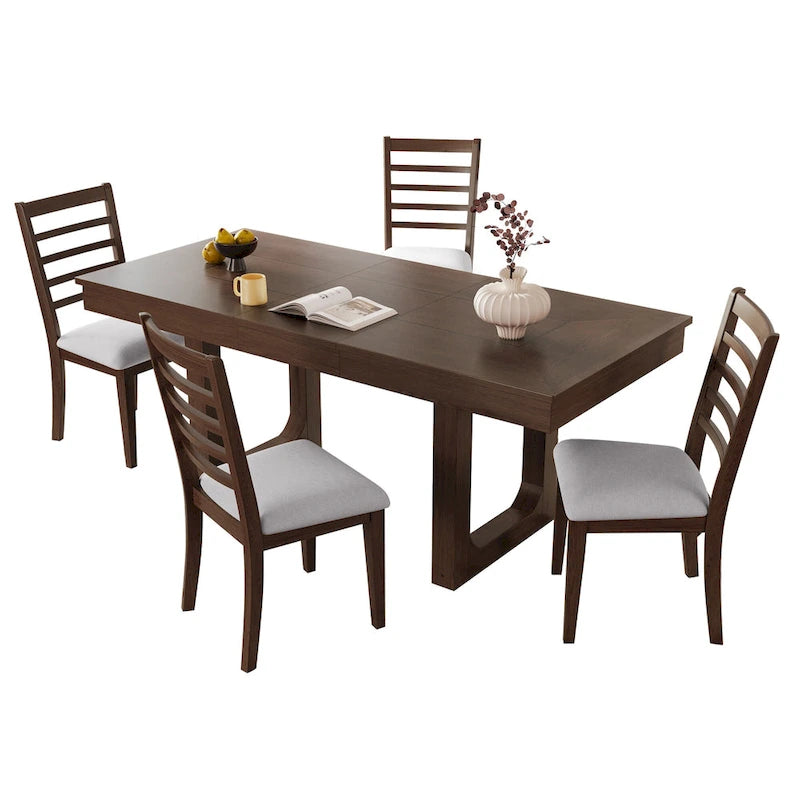 Ensemble de salle à manger extensible 5 pièces, table de ferme extensible avec rallonge de 45,7 cm