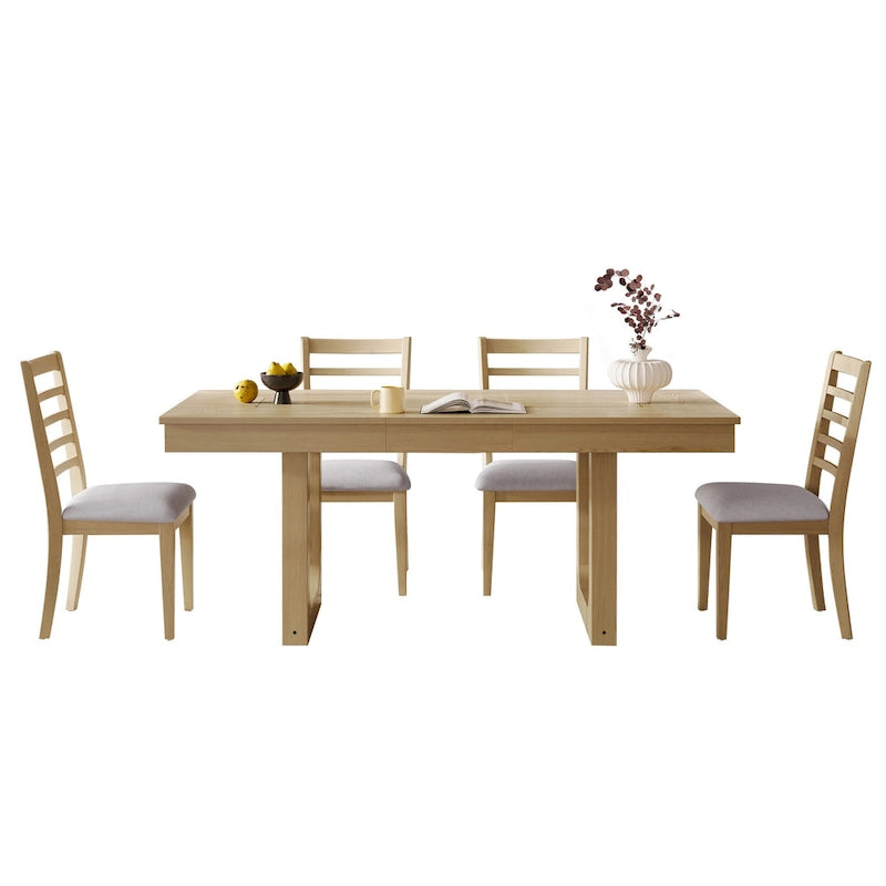 Ensemble de salle à manger extensible 5 pièces, table de ferme extensible avec rallonge de 45,7 cm