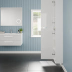 Armoire à linge autoportante blanc brillant 14"L x 70"H – Colonne de rangement pour salle de bain