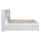 Lit Plateforme Moderne en Bois avec Tête de Lit Rangement et 8 Tiroirs pour Chambre à Coucher