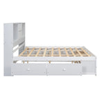 Lit Plateforme Moderne en Bois avec Tête de Lit Rangement et 8 Tiroirs pour Chambre à Coucher