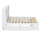 Lit Plateforme Moderne en Bois avec Tête de Lit Rangement et 8 Tiroirs pour Chambre à Coucher