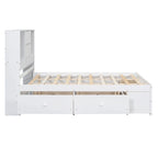 Lit Plateforme Moderne en Bois avec Tête de Lit Rangement et 8 Tiroirs pour Chambre à Coucher