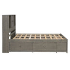 Lit Plateforme Moderne en Bois avec Tête de Lit Rangement et 8 Tiroirs pour Chambre à Coucher