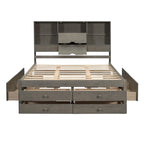Lit Plateforme Moderne en Bois avec Tête de Lit Rangement et 8 Tiroirs pour Chambre à Coucher