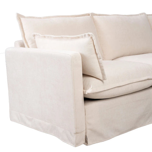 Canapé sectionnel modulaire en similicoton de 93,31 po avec pouf amovible, cadre en bois massif et coussins en mousse haute résilience