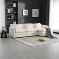 Canapé d'angle 4 places beige 112.2 en tissu bouclé moderne avec coussins amovibles et accoudoirs détachables
