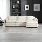 Canapé d'angle 4 places beige 112.2 en tissu bouclé moderne avec coussins amovibles et accoudoirs détachables