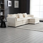 Canapé d'angle 4 places beige 112.2 en tissu bouclé moderne avec coussins amovibles et accoudoirs détachables