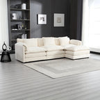Canapé d'angle 4 places beige 112.2 en tissu bouclé moderne avec coussins amovibles et accoudoirs détachables