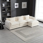 Canapé d'angle 4 places beige 112.2 en tissu bouclé moderne avec coussins amovibles et accoudoirs détachables