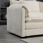 Canapé d'angle 4 places beige 112.2 en tissu bouclé moderne avec coussins amovibles et accoudoirs détachables