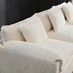Canapé d'angle 4 places beige 112.2 en tissu bouclé moderne avec coussins amovibles et accoudoirs détachables